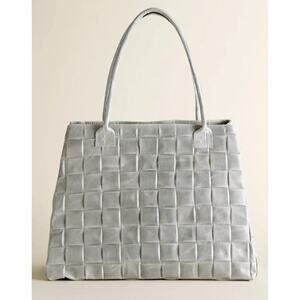 Jijou Capri Leather Hand Bag Tote Bag Gray Hand Italy Made Work Office Everyday